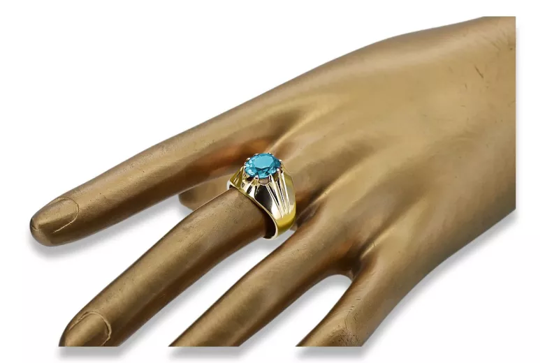 Кольцо Аквамарин 14-кв Желтое золото Винтаж vrc016y